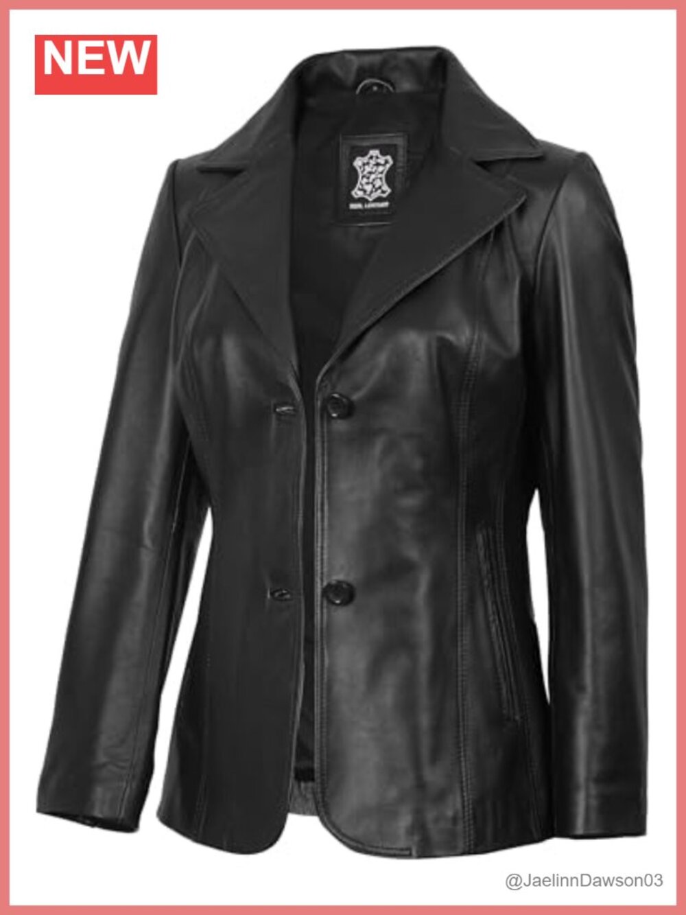Real Lambskin Leather Blazer Notch Lapel 2-Button Regular Fit